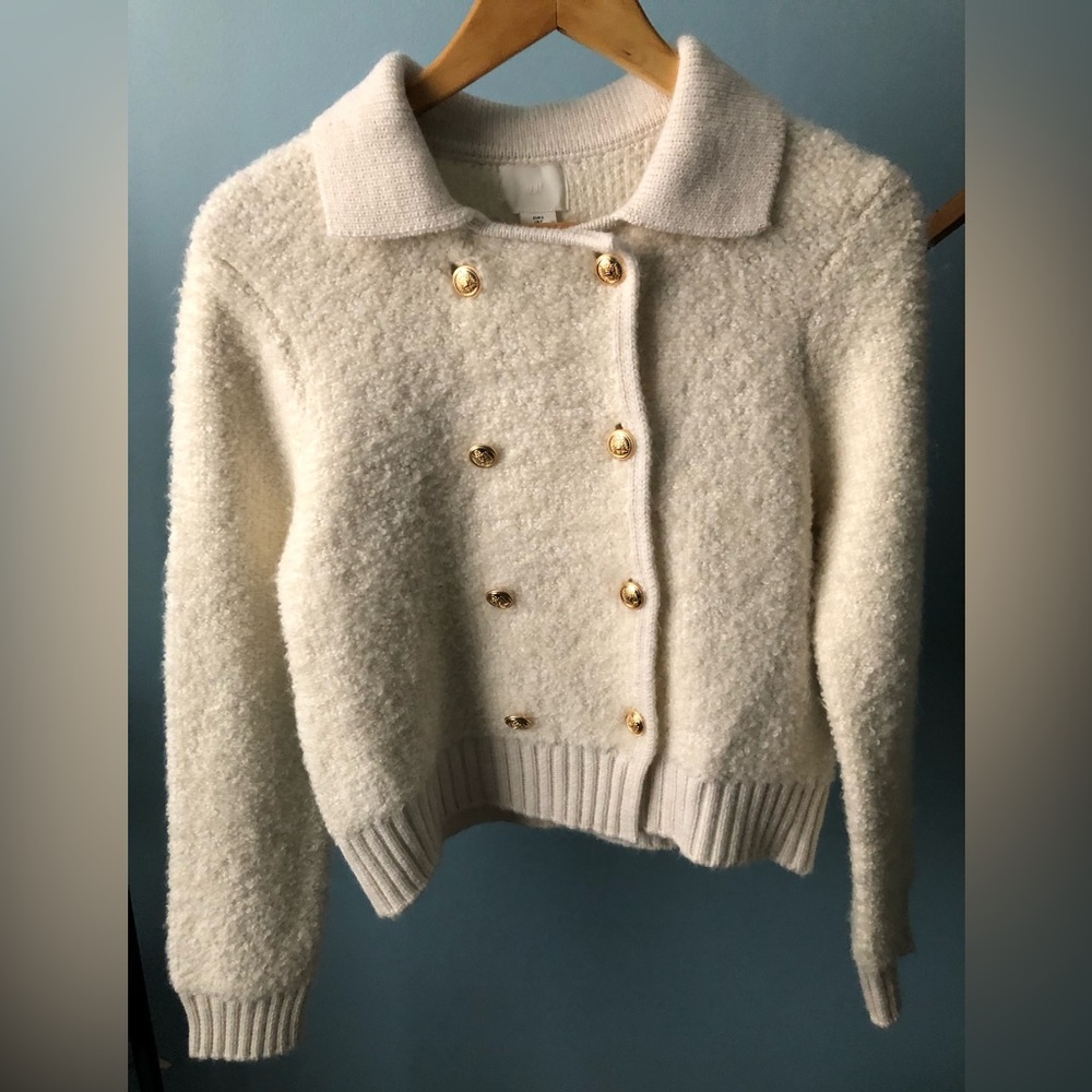 Chic White Coat with Gold Buttons
